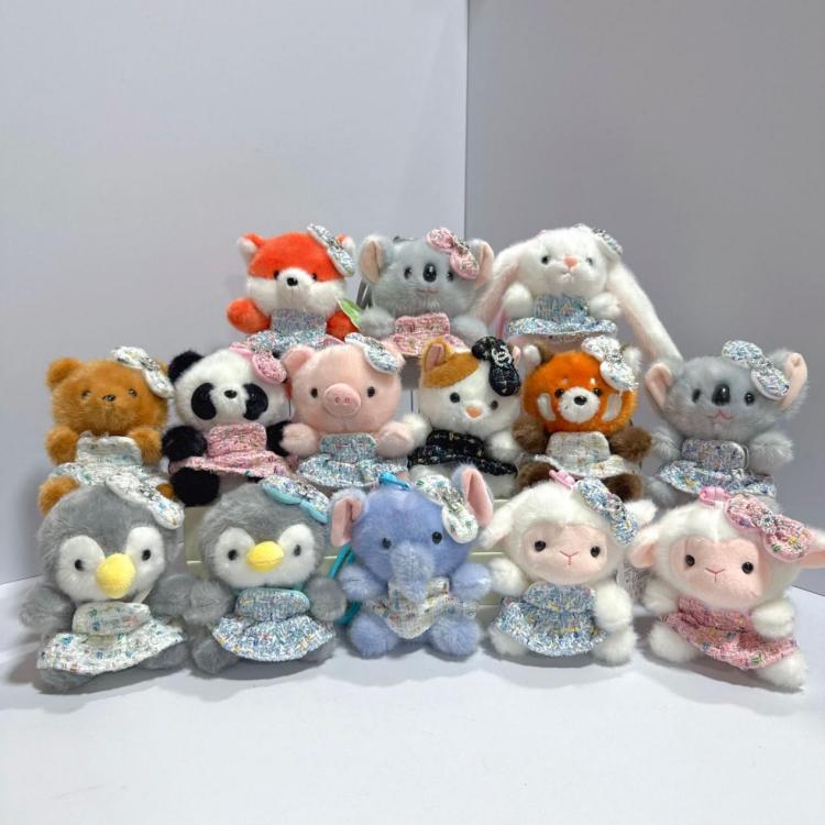 かわいいショートぬいぐるみドレスアップ動物キーホルダー